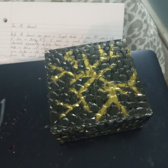 Handmade Black and Gold Cobblestone Jewelry Trinket Candy Storage Box - Picture 2 of 10